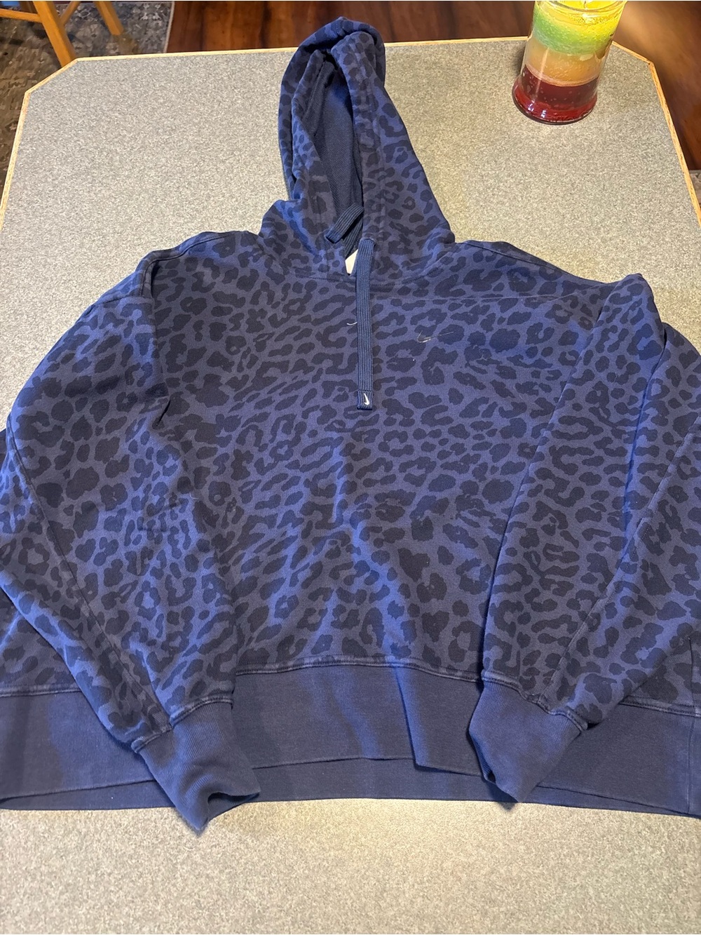 Nike Women's Navy Blue Leopard Print Hoodie